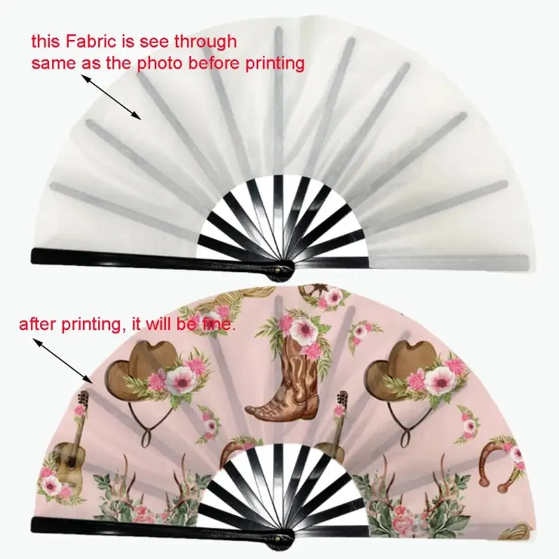Abanicos Plegables de Poliéster de 13 Pulgadas para Impresión por Transferencia de Calor, Abanicos con Mango de Plástico Click-Clack, Abanicos Personalizables para Eventos