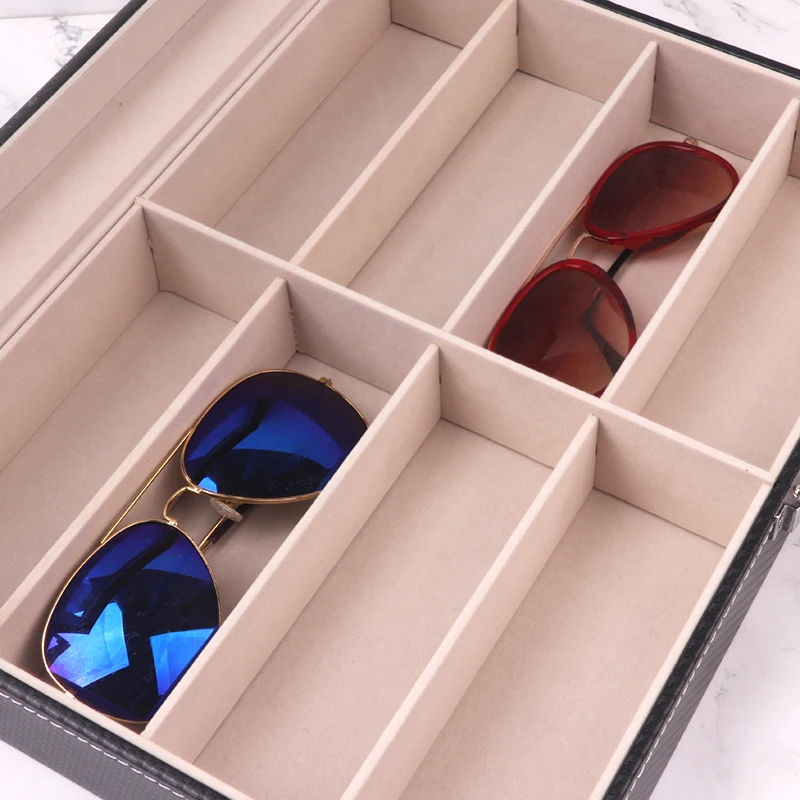 PU Glasses Display Box Wooden 8-compartment Glasses Box High-end Sunglasses Storage box Sunglasses Packaging Box