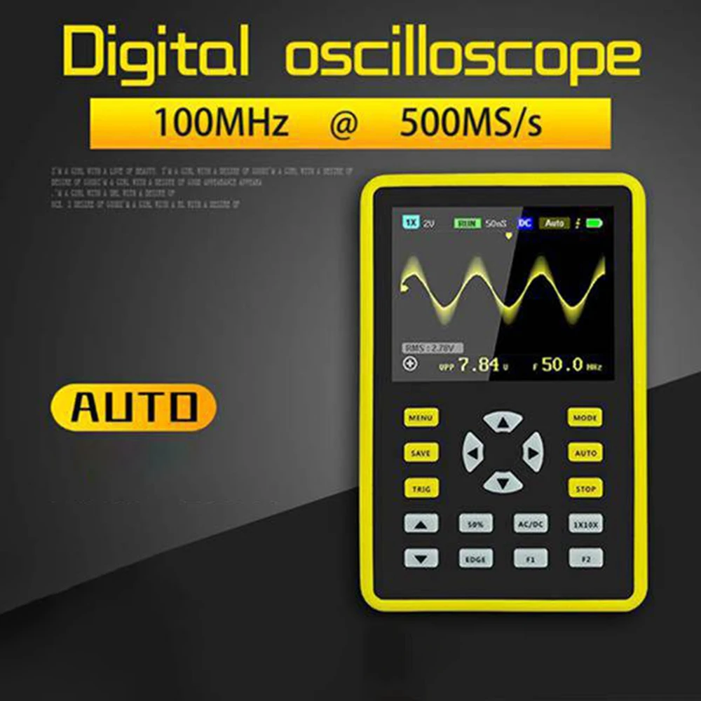 2.4-Inch 5012H Ips Screen Digital Oscilloscope 500Ms/S Sampling Rate 100Mhz Analog Bandwidth Supports Waveform Storage