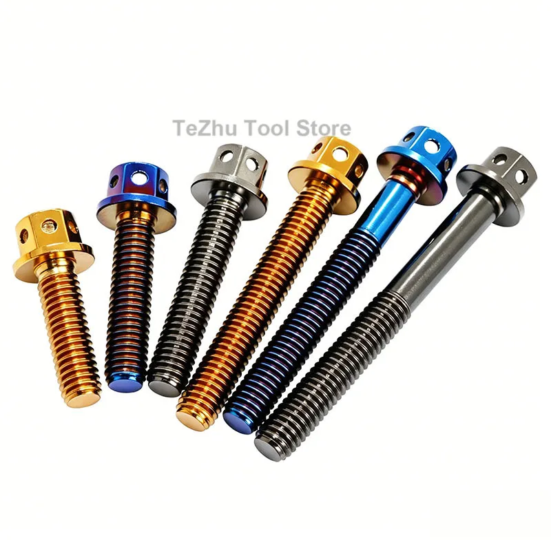 1pc Titanium Alloy Outer Hexagonal Flanged Screw M4 M5 M6 M8 M10 Motorcycle Modification Screw Electric Bike Decorative Screw