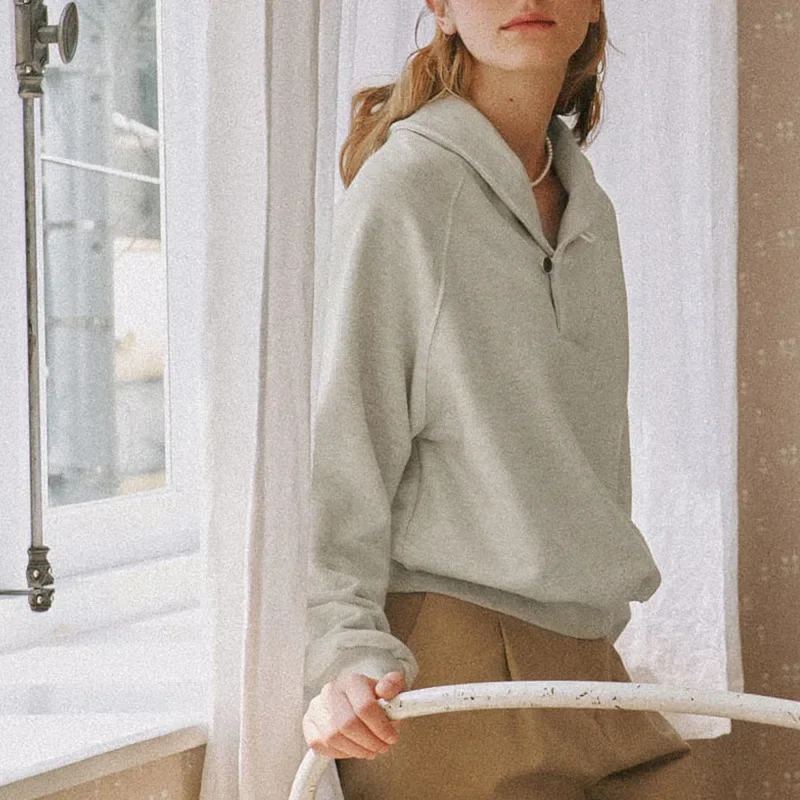 100% القطن التلبيب البلوز البلوز المرأة 2025 الخريف جديد الرجعية الأدبية فضفاضة طويلة الأكمام سترة غير رسمية الملابس النسائية #3