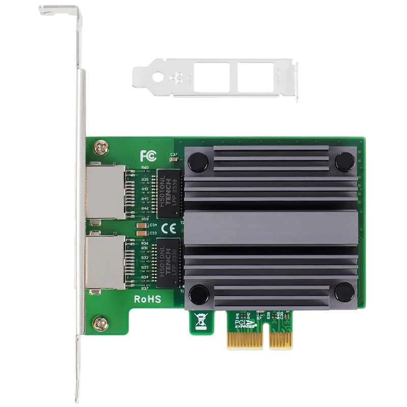 FANMI I226-T2 PCIe x1 RJ45 Dual Port 2.5G Network Card Intel I226-V Gigabit Ethernet 100/1000M/2500M 2Port LAN Adapter For PC