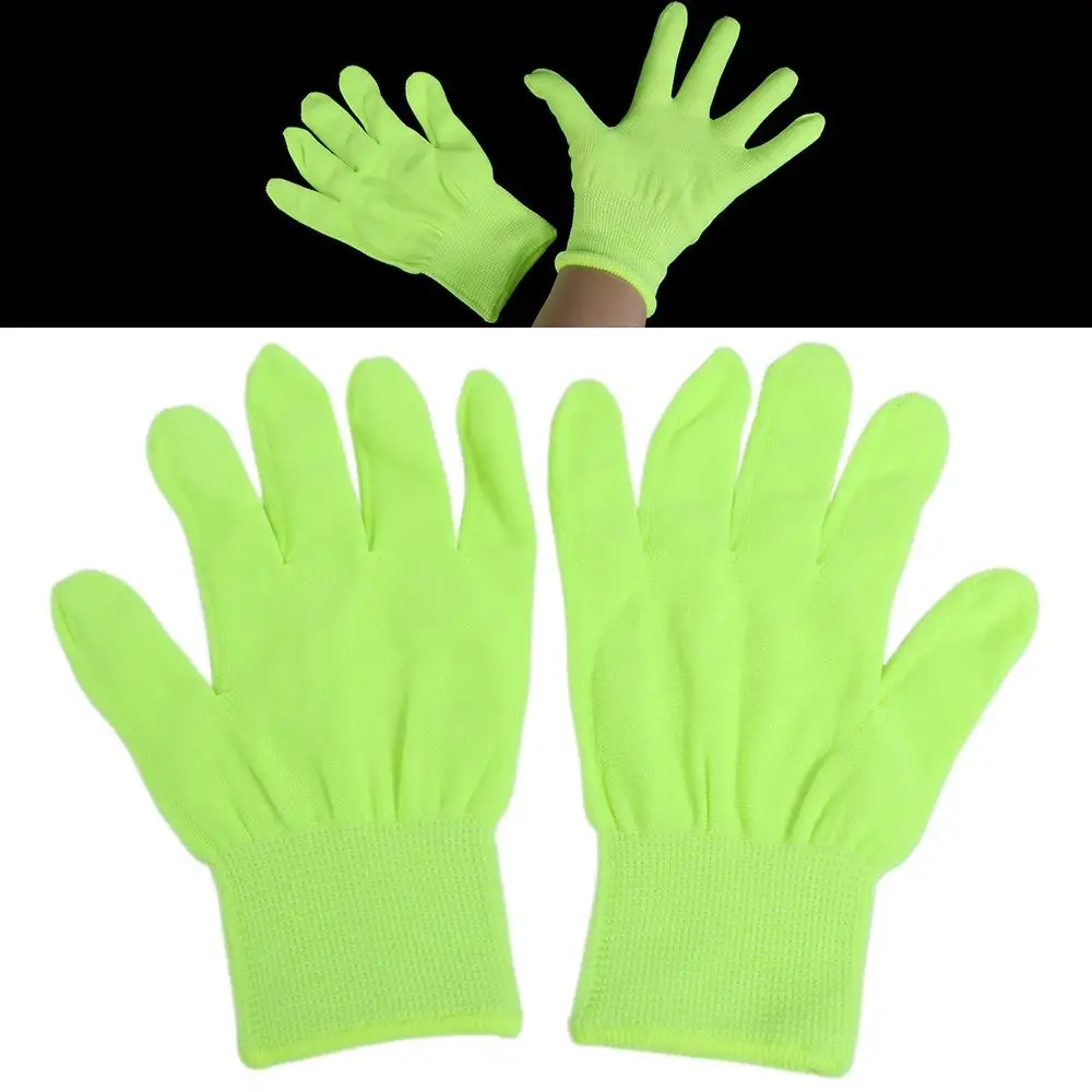 1 Pair Work Gloves Durable Fluorescent Gloves Anti-Slip Elastic Green Gloves Breathable Flexible Neon Glove Birthday Decor