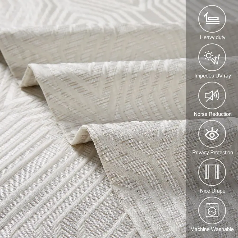 Cortinas Geométricas 100% Blackout Prateadas e Prateadas com Efeito Prata, 52 Polegadas de Largura, 96 Polegadas de Comprimento, 2 Painéis, Isolamento Térmico, Redução de Ruído, Anti-R