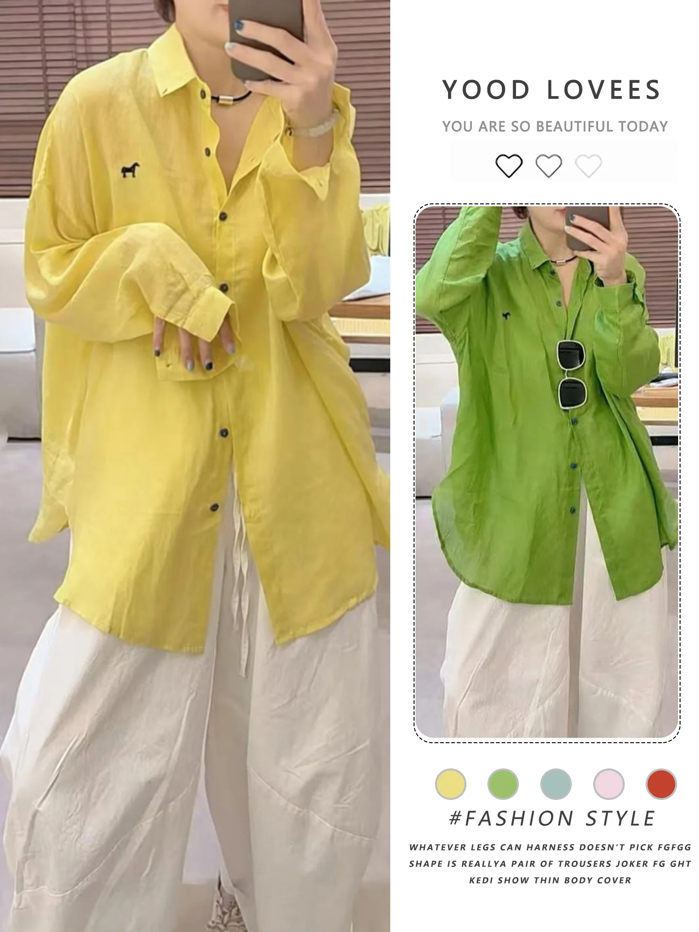 

Loose Long Sleeve Embroidered Shirt Women's Relaxed Fit Summer New Style Korean Version Polyester Fiber Casual Commute Shirt