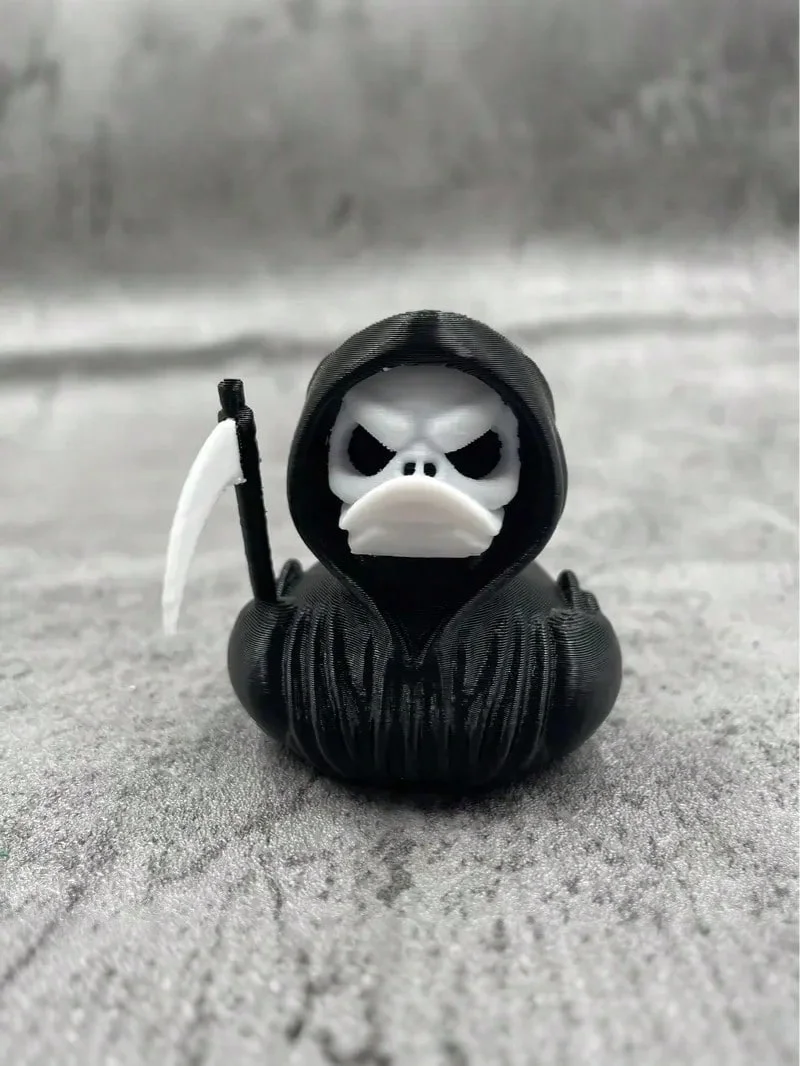 Pato da morte impresso em 3D, pato demônio, pato do Satanás escuro, design de terror gótico, decorações exclusivas do painel do carro, mesa e estante