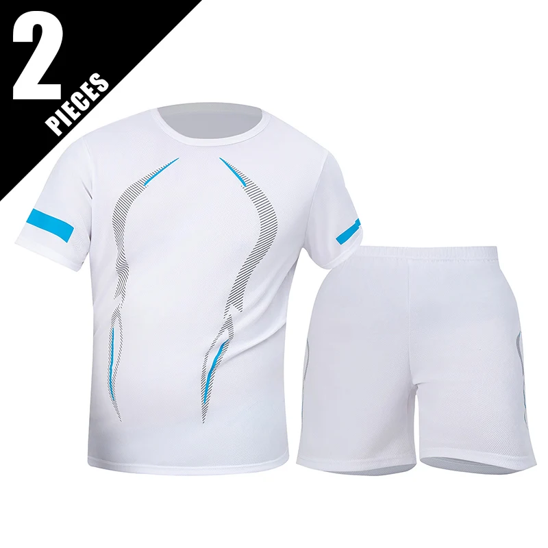 2-Piece Men's Set Summer Youth Print Versatile Casual Fashion Sports Running Comfortable Short Sleeved Shorts Trendy