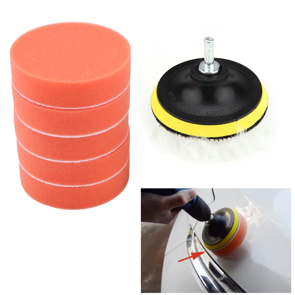 

Car Polisher Polishing Buffing Pad 4inch Sponge Buffing Polishing Pad Kit for Car Polisher with Adapter Polishing Pad