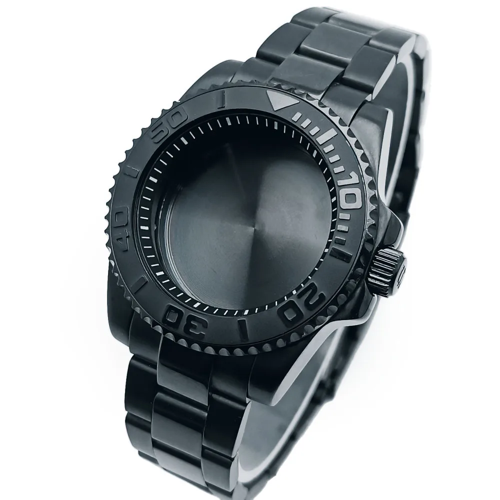 

NH35 GMT Case 40.5mm Black/Black gold Men's Watches chapter ring FIT NH34 NH35 NH36 Movement Sapphire Glass Watch Box 28.5 Dial
