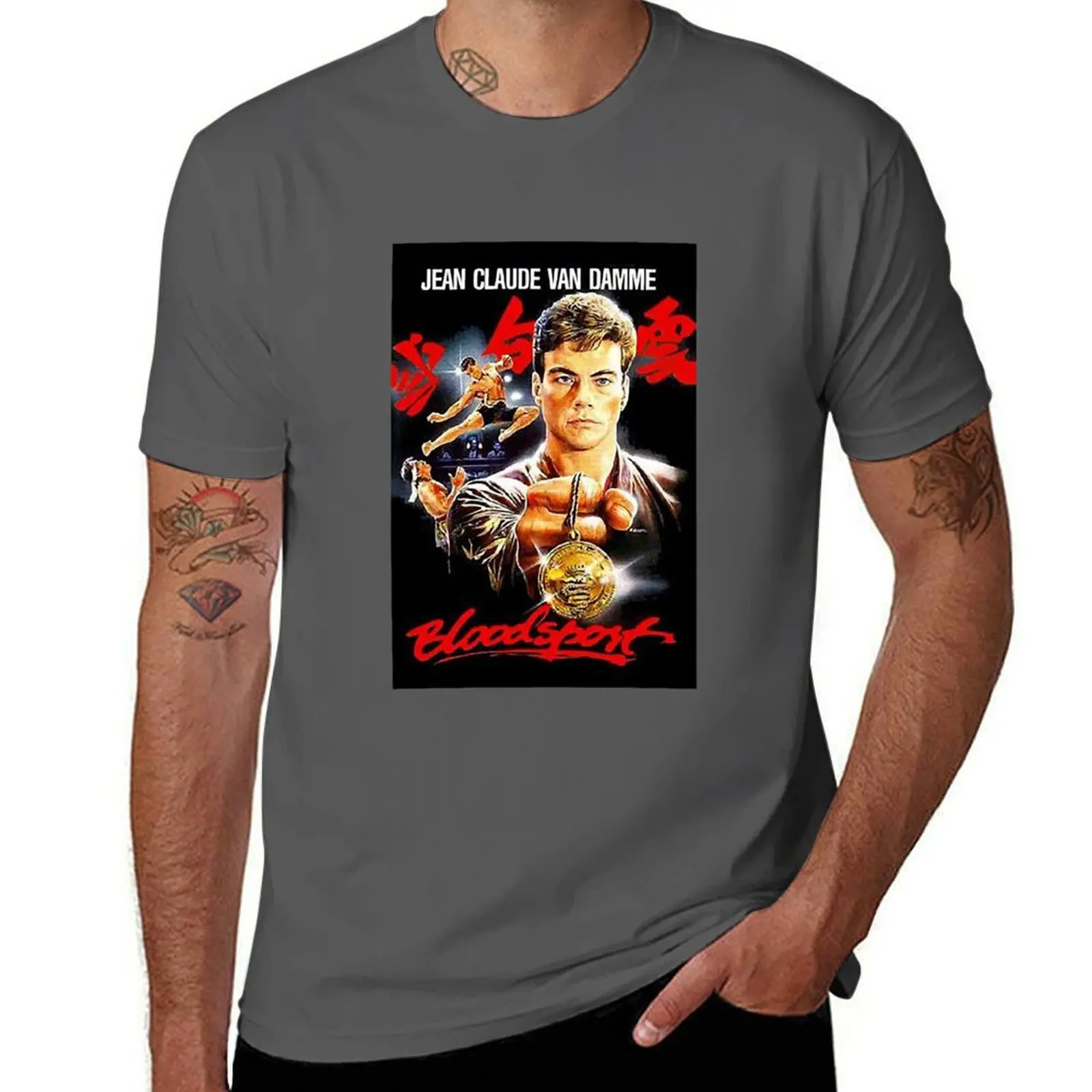 

Винтажная футболка Retro Bloodsport - Жан-Клод Ван Дамм Фрэнк Дакс на Хэллоуин, футболки из 100% хлопка, футболка с индивидуальным принтом