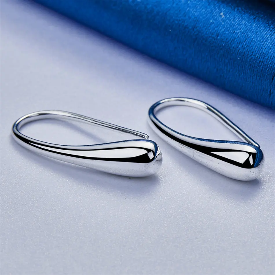 925 Sterling Silver Delicate Bright Teardrop Ear Clips for Women, Fashionable Party Wedding Accessories Gifts view 2
