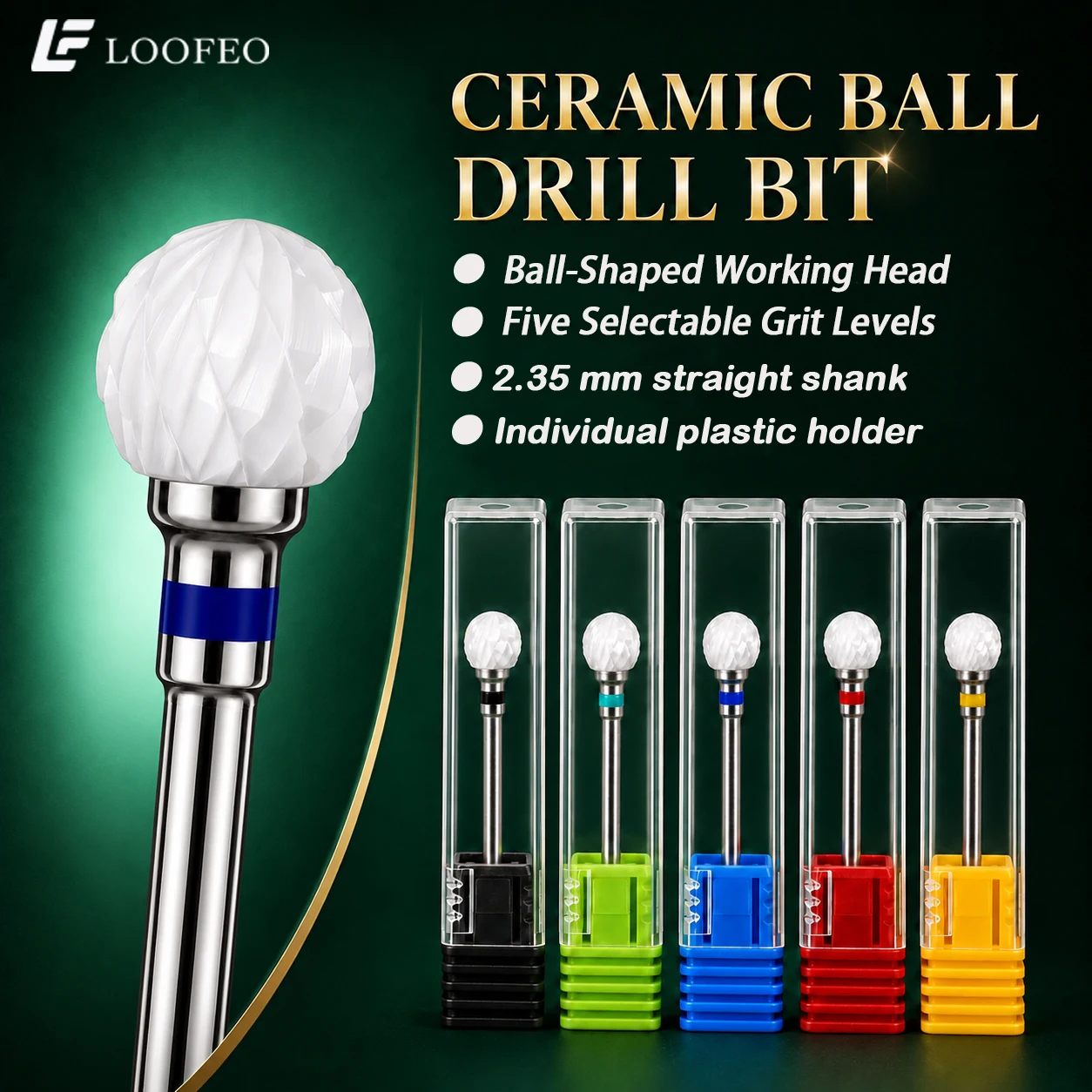 1pc Ceramic Ball Nail Drill Bit Milling Cutter For Manicure E-File Bits for Gel Polish Acrylic Removal Burr Mill Bits 3/32 Inch