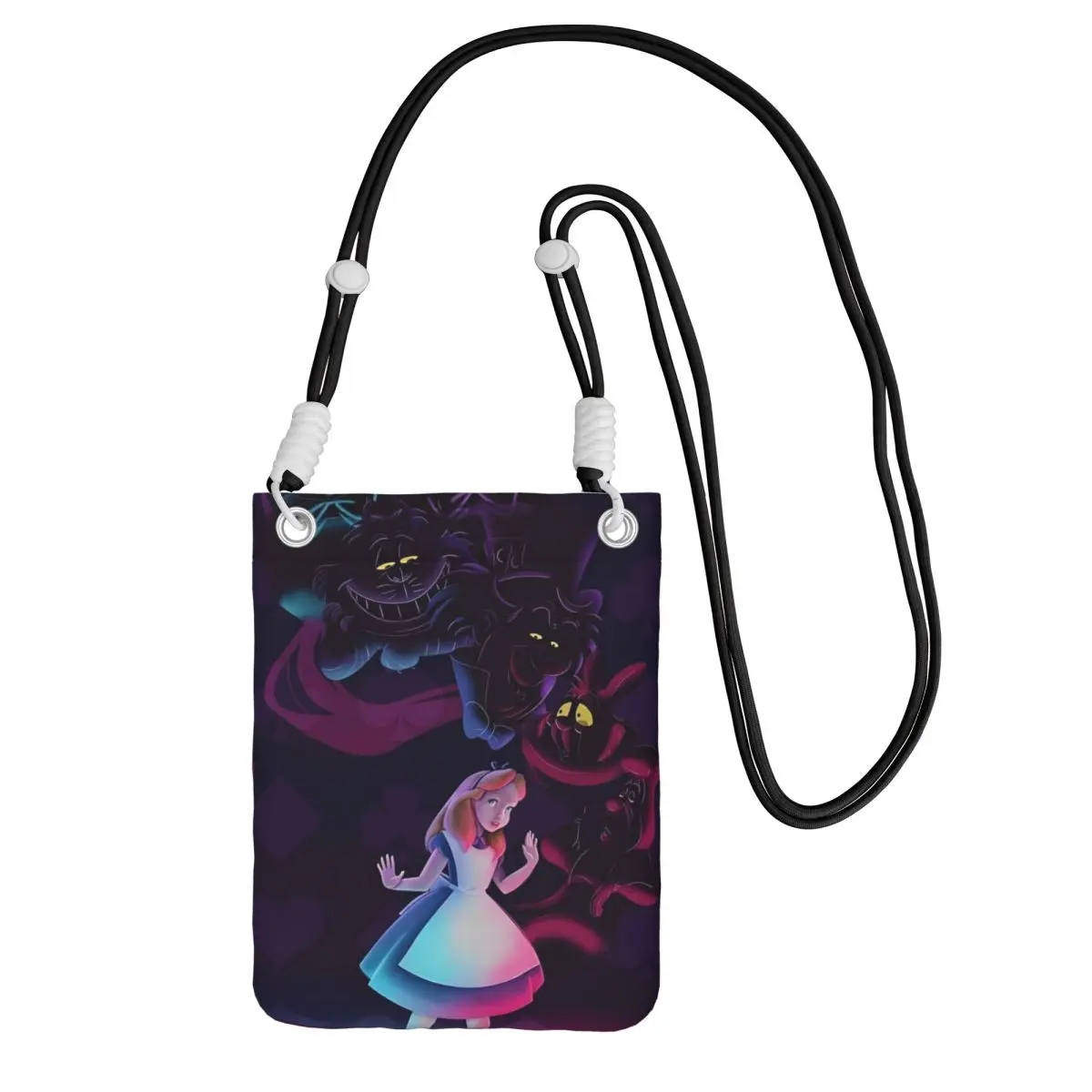 

Сумка для мобильного телефона «Алиса в стране чудес» на заказ, женская и мужская сумка через плечо с героями мультфильмов, сумка через плечо, сумка для губной помады, мини-кошелек на плечо, кошелек