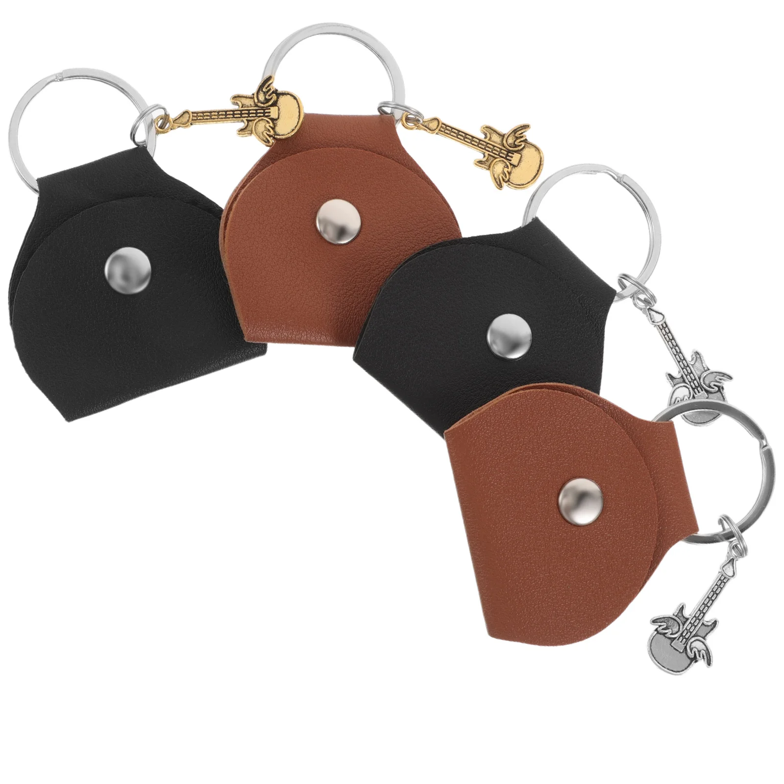 

4Pcs Guitar Key Fob Wing Motif Durable PU Organizer Secure Storage Versatile Keychain Accessory for Music Lovers
