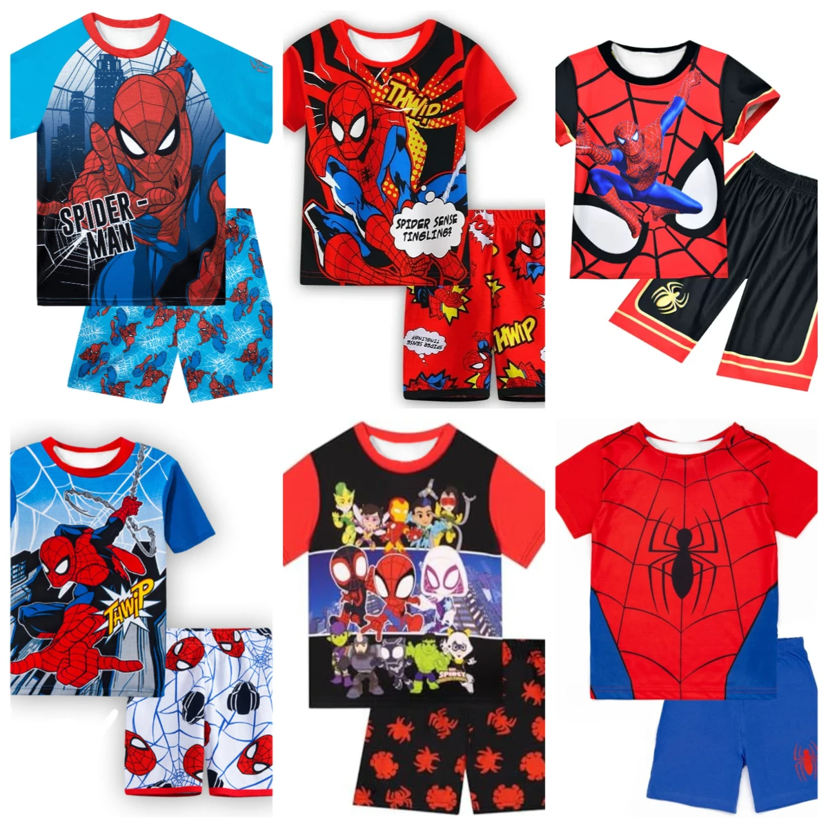 ¡Los Adultos y Niños se Transforman en Pequeños Spider-Man! Conjunto de Dos Piezas de Camiseta y Pantalones Cortos con Estampado 3D de Marvel, Ropa de Estar por Casa, Pijamas