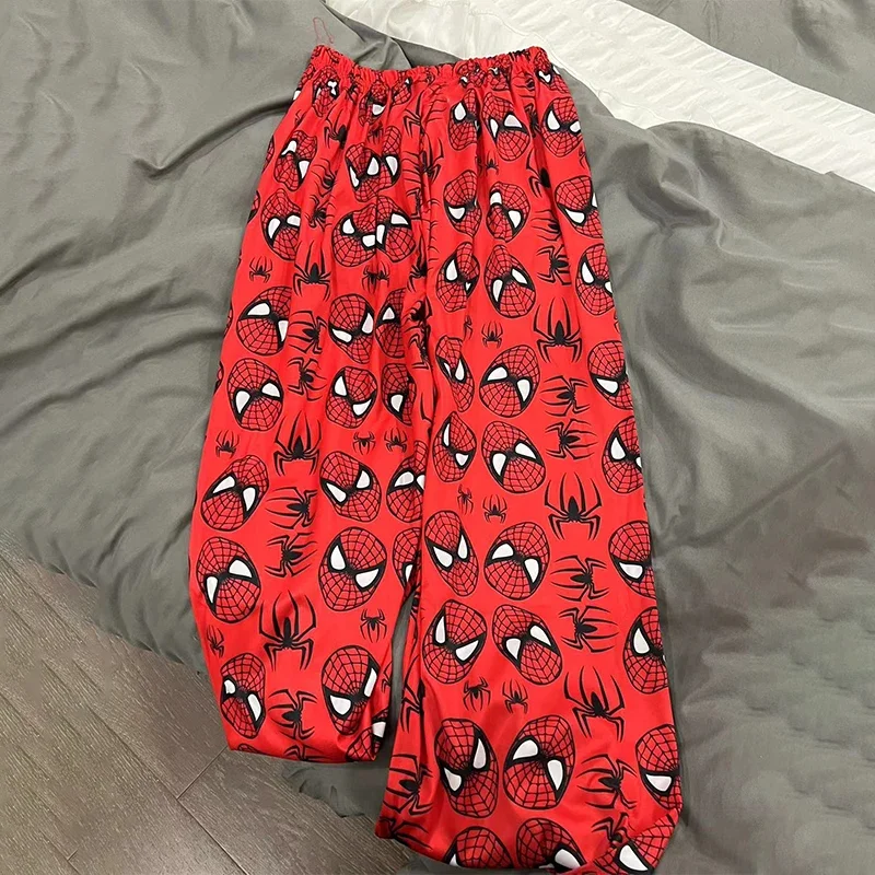 Spodnie do spania Anime Spider Man Hello Kitty Spodnie od piżamy Cartoon Cute Loose Cotton Casual Home Clothing Girl Cienkie spodnie w stylu