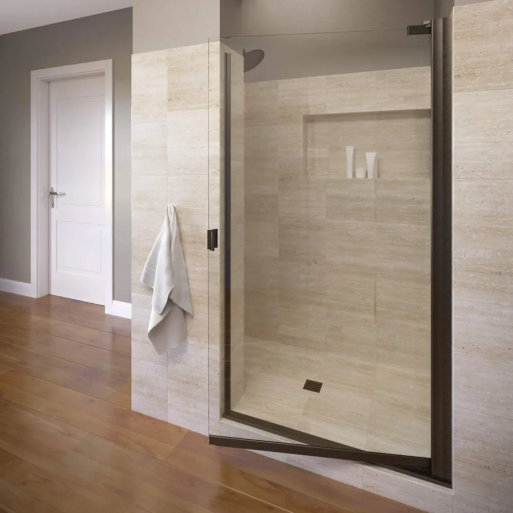 

Shower Door, 31.75-33.25 in. W, Semi-Frameless Pivoting Showers Doors, Clear Glass, Bathroom Shower Door