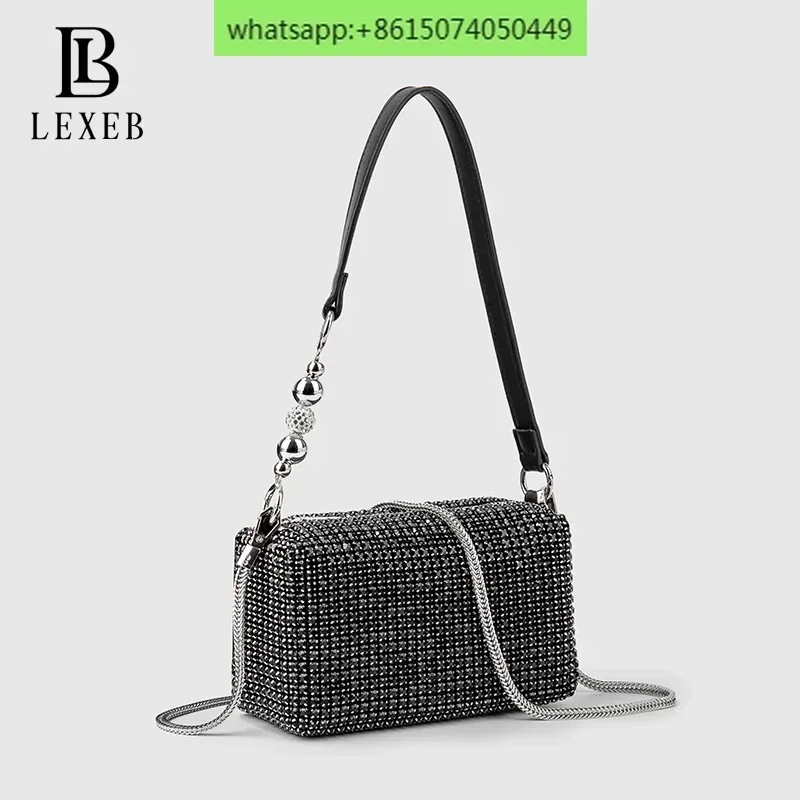 Rhinestone pillow bag women's fashion handmade one-shoulder diagonal bag full of diamond underarm bag