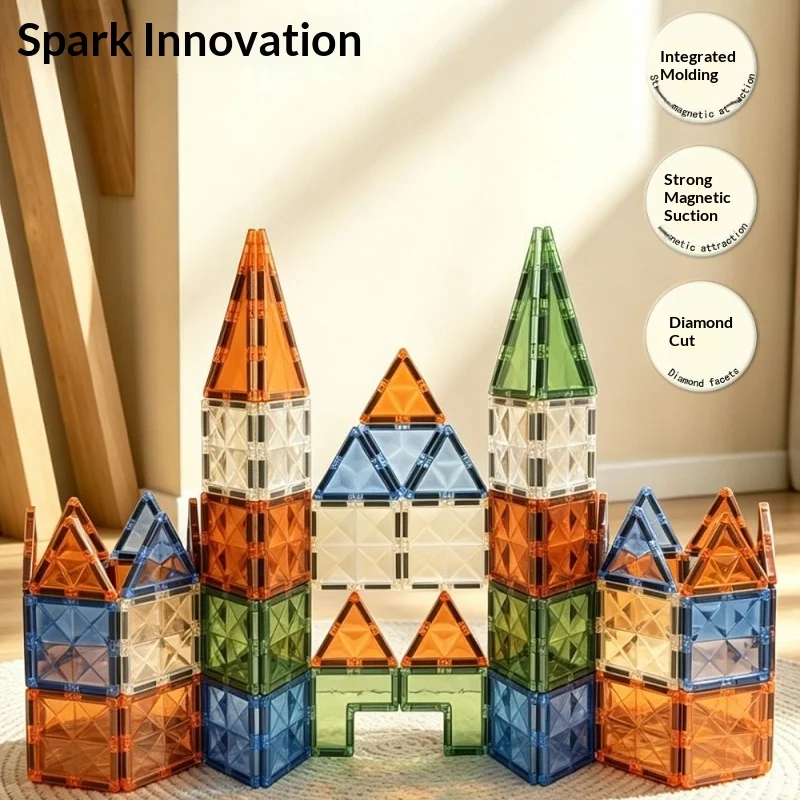 New Magnetic tile adult toy assembly strong magnetic suction color window patch birthday gift nature puzzle building blocks