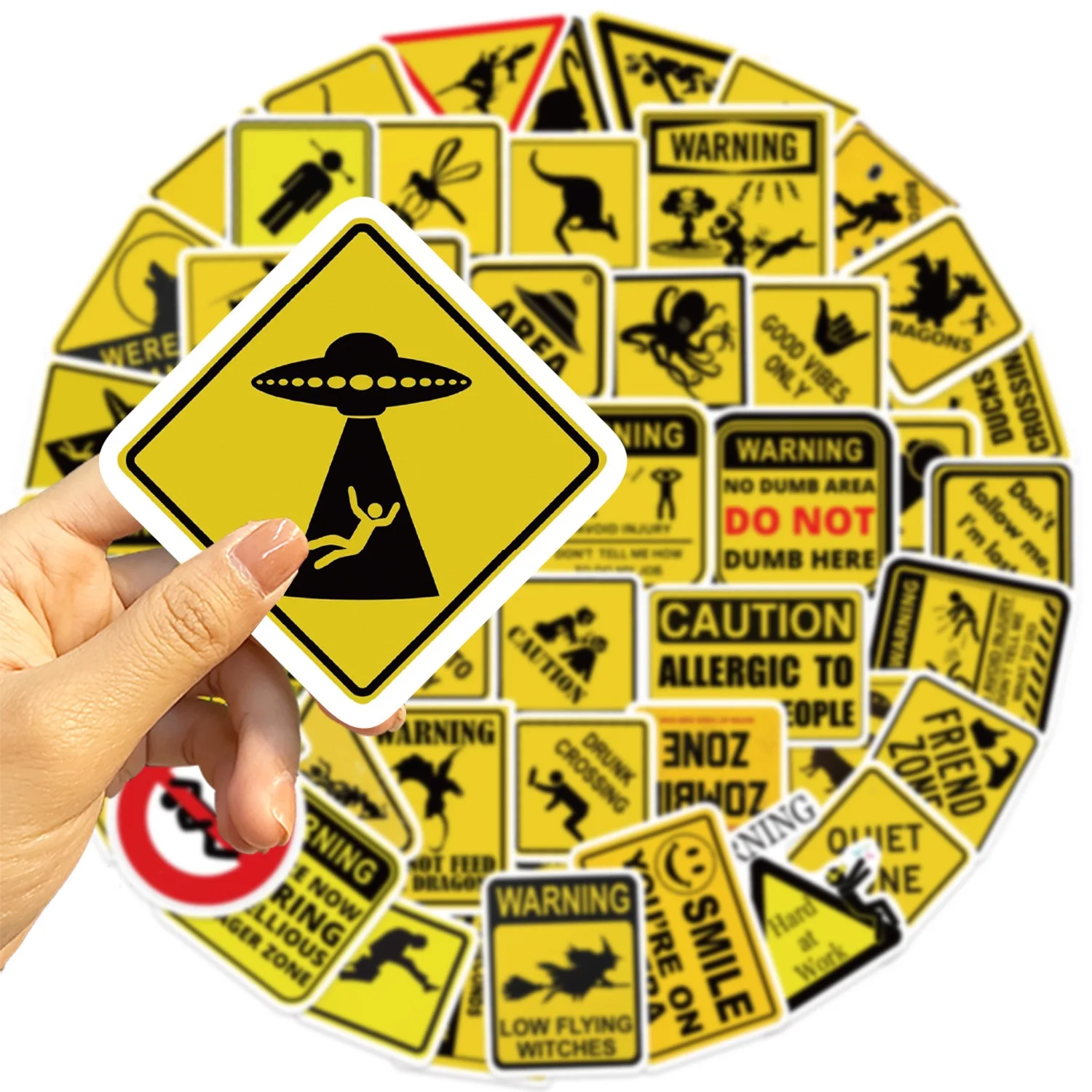 50Pcs Funny Warning Meme Stickers Danger Banning Sign Vinyl Waterproof for Laptop Phone Case Notebook Water Bottle DIY Stickers
