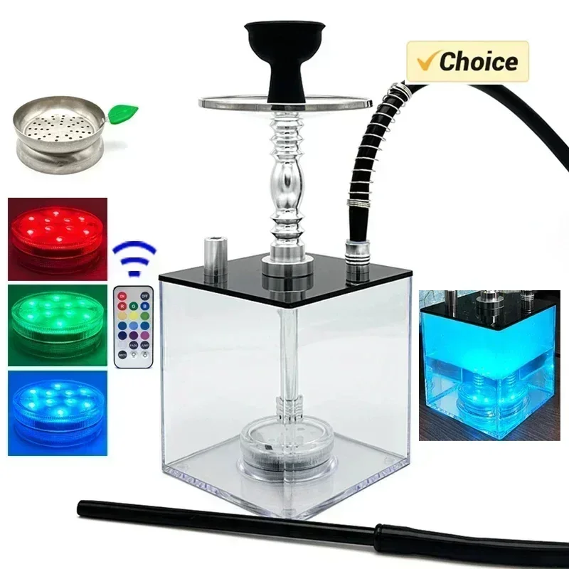 

Acrylic Hookah With LED Light Shisha Box Nargile Sheesha Narguile Chicha Cachimbas Water Pipe Shisha Hookah Set Accessory