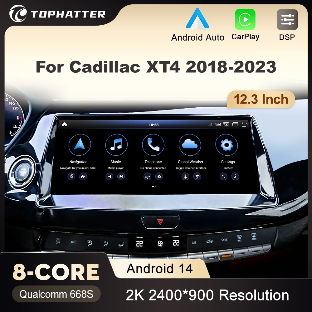 

12.3'' Multimedia Player For Cadillac XT4 (2018-2023) Cue3.6 wireless CarPlay Android Car GPS Navigation Head Unit