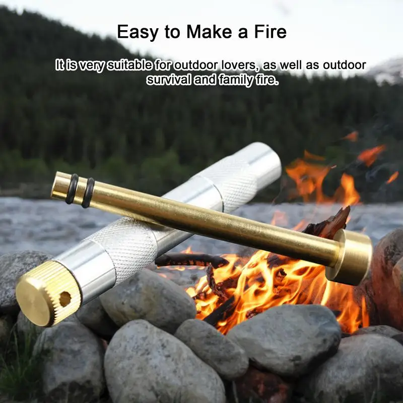 Portable Compression Fire Tube Metal Fire Starting Tool Mini Survival Gear Portable Compressed Fire Tube For Campfires Survival