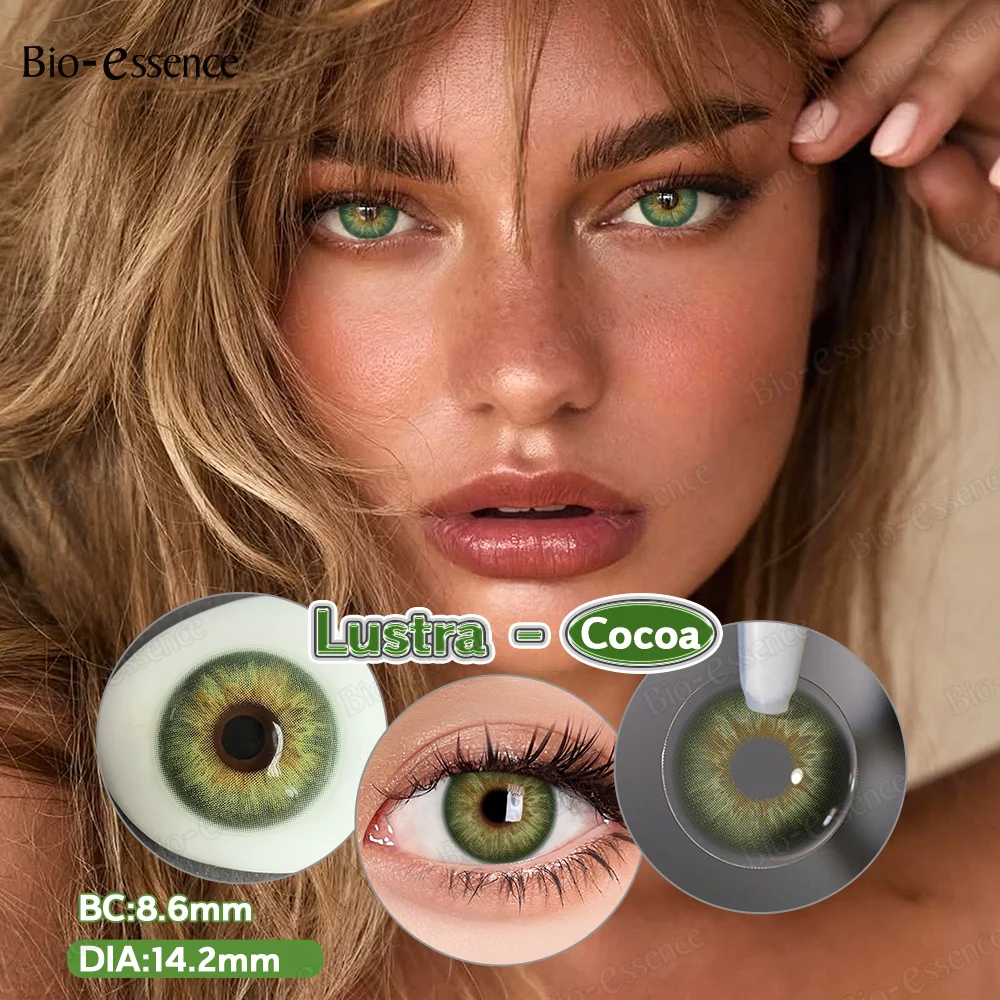 Bio-essence 2 Stück Neue Natürliche Kontaktlinsen mit Farbe für Augen Farbige Pupillen Grüne Augenfarbe Linsen Schönheits-Make-up Braune Linsen Jahreslinsen
