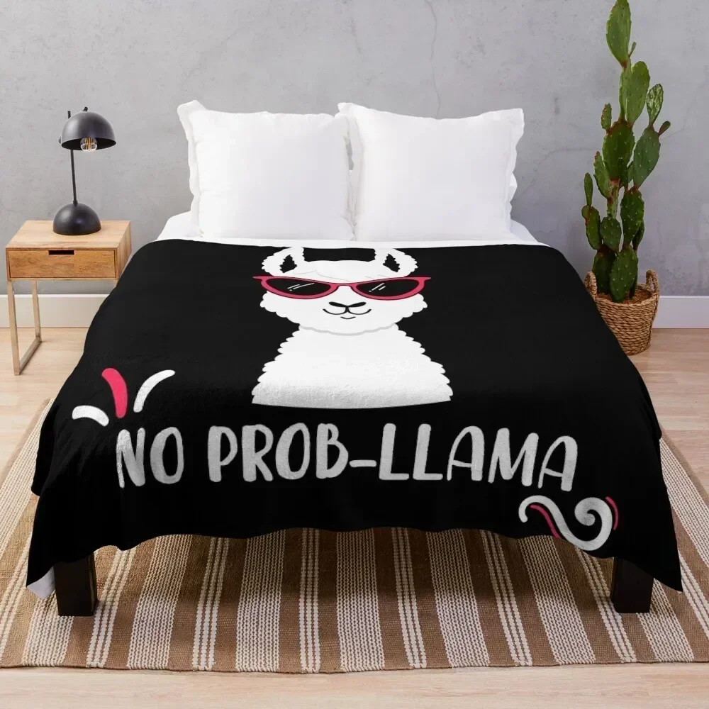 

No Prob-Llama - Funny Cute Llama wearing Glasses Throw Blanket Lightweight Warm Blanket for Travel Camping