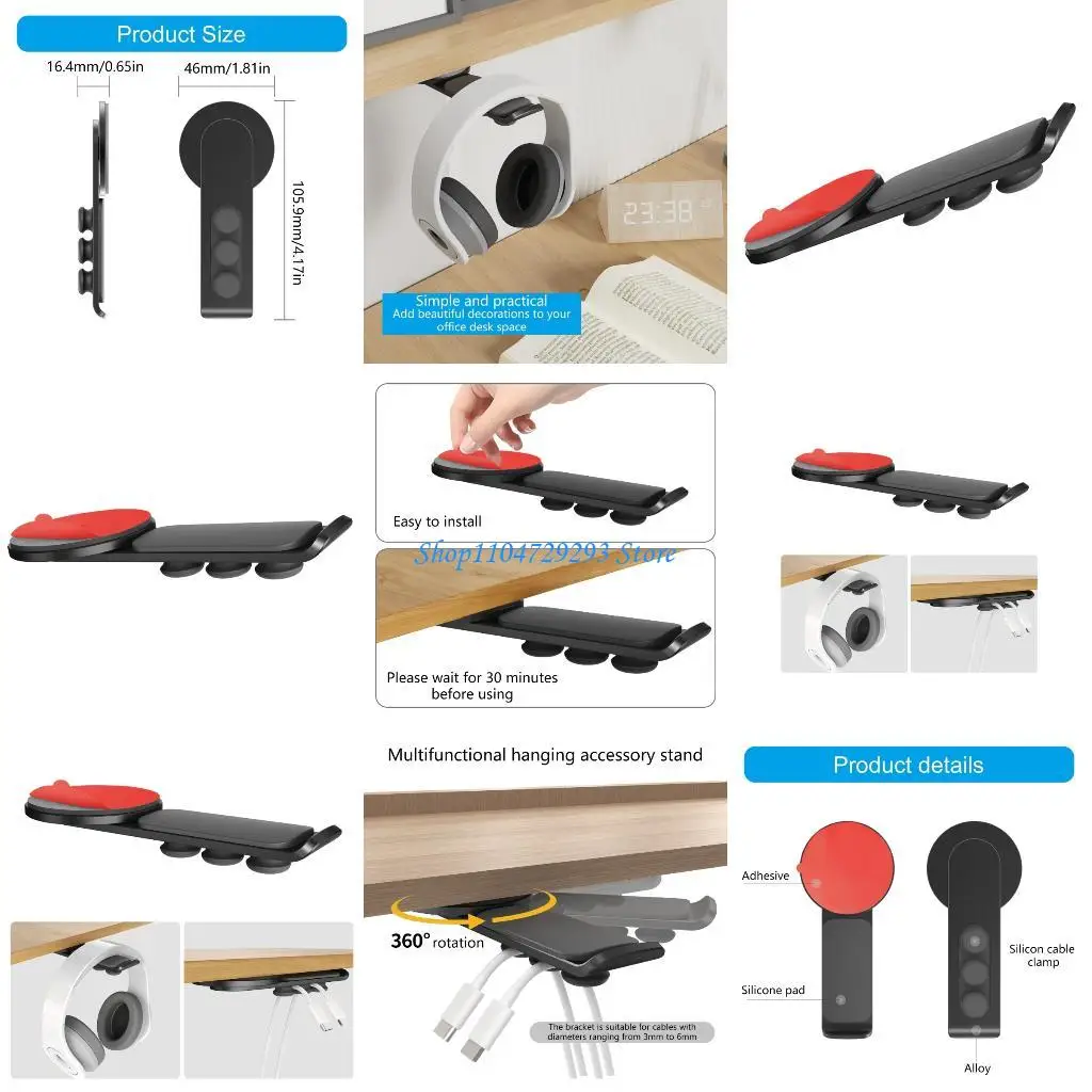 Y2GD سماعة رأس تحت المكتب تدعم حامل سماعة الرأس يدور 360 درجة #1