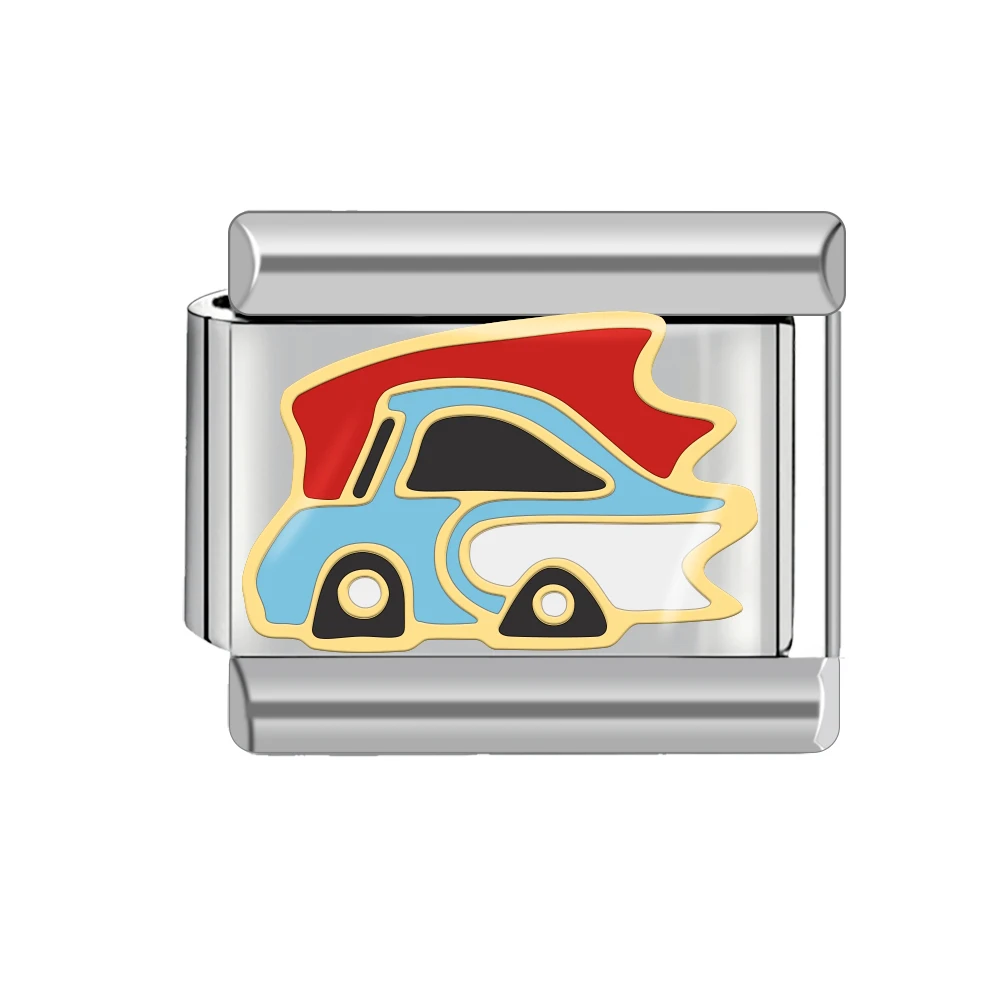 2024 novos elementos de corrida charme italiano aço inoxidável 9mm diy pulseira carro jóias fazendo contas