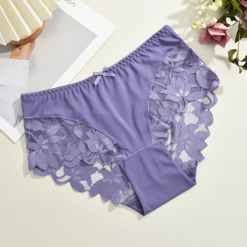 S-XXL Frauen Spitze Höschen Patchwork Nahtlose Unterwäsche Sexy Luxus Aushöhlen Solide Briefs Mädchen Mid Rise Atmungsaktive Dessous