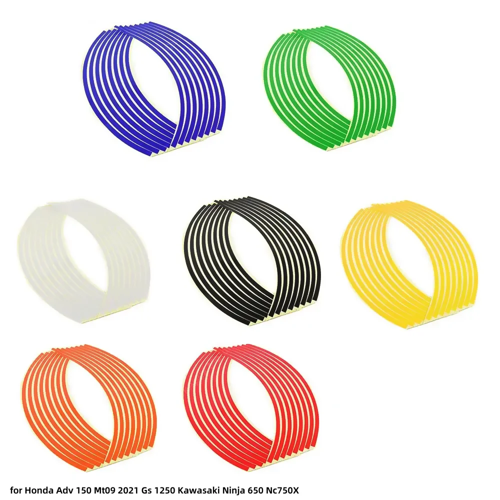 16 Strips Wheel Sticker Stripe Tape Bike Motorcycle 17 18 inch for Honda Adv 150 Mt09 2021 Gs 1250 Kawasaki Ninja 650 Nc750X