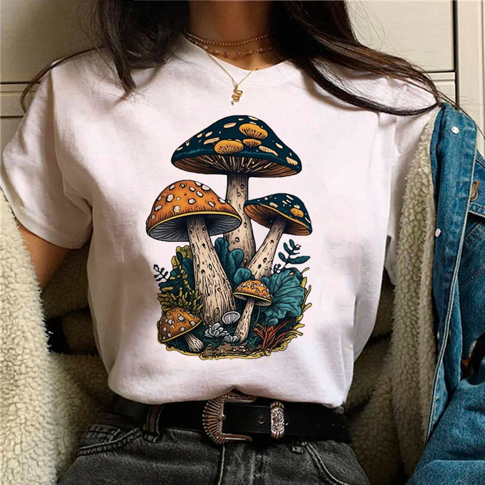 Mushroom t shirt women streetwear comic funny Tee female designer Japanese graphic clothing