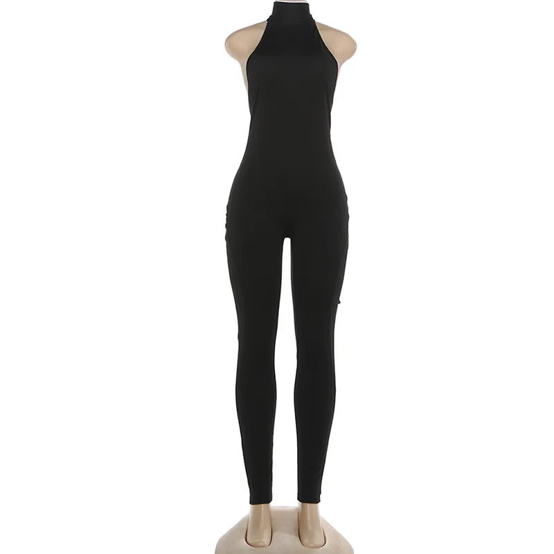 STYLISZNA DAMA Jednoczęściowe Kombinezony 2025 Jesień Damskie Kombinezony z Dekoltem typu Halter, Odkryte Plecy, Obcisłe, Seksowne, na Imprezę Klubową, Uliczne