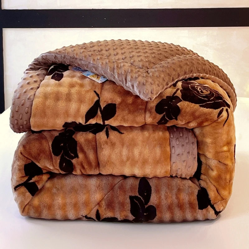 

Double-Sided Fce Waable Winter Quilt Adult Single Double Bedding Comforter hine Waable Fiber Filled Bunting Blanket