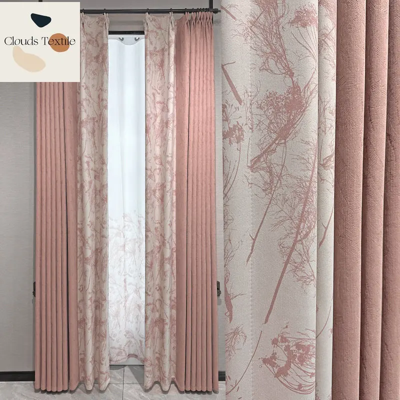 

Luxury Modern Blackout Chenille Jacquard Curtains for Living Dining Room Bedroom Light Thickening Romantic