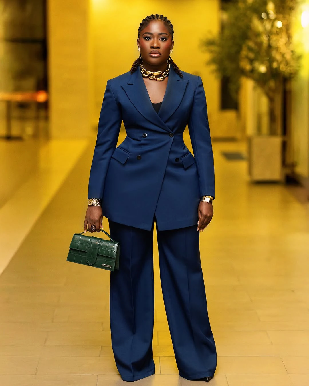 Customized Peaked Lapel Women Suits Loose Long Sleeve Jacket Wide Leg Pants Casual 2 Pieces Blazer Plus Size Formal Dress