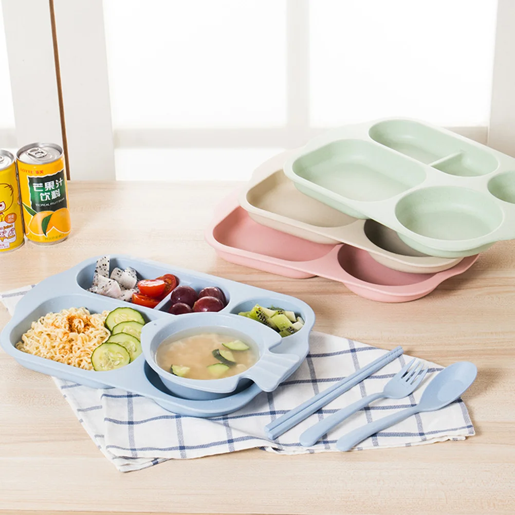 

Children's Cutlery Set Kids Plate with Dividers Tableware for Plates Dining Tray