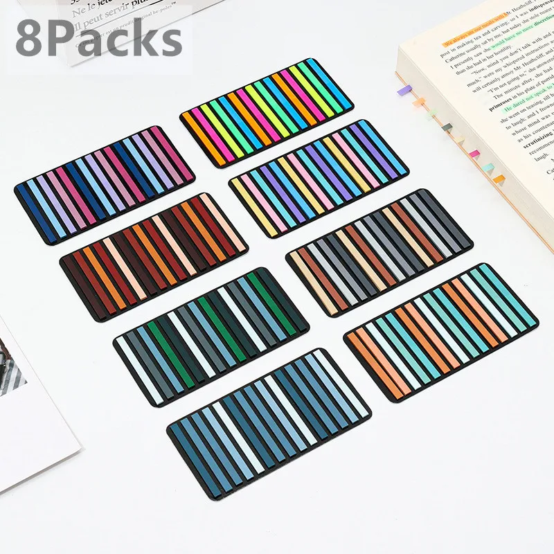 8Packs 2400 Sheet Transparent Sticky Notes Self-Adhesive BookMarkers Annotation for Reading Book Clear Tabs Stationery