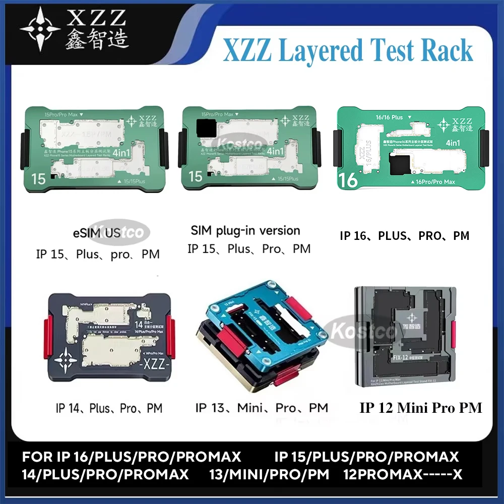 XZZ 4in1 3in1 iSocket Tester For iPhone X 11 12 13 14 15  SIM US 16 Series Dual Frame Middle Layer Fixture Function Phone Repair