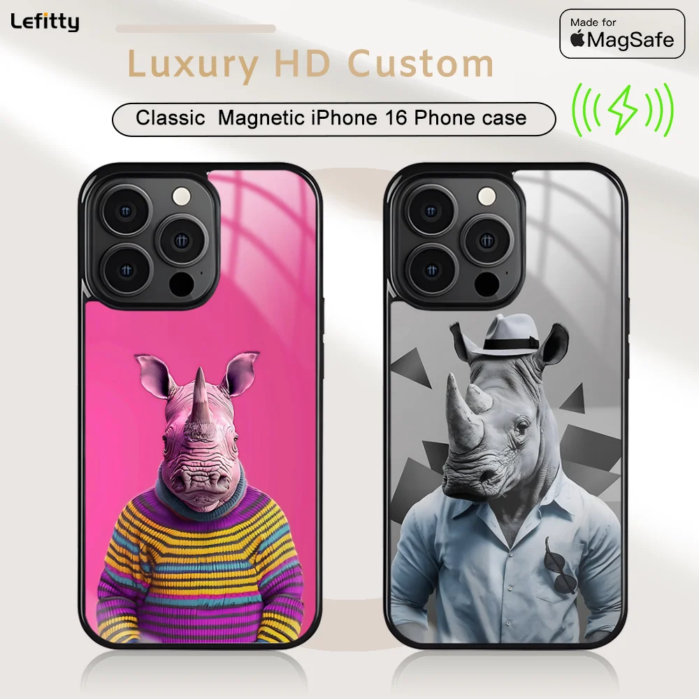

Funny Hipster hippo Phone Case For iPhone 16 15 14 13 12 11 Pro Max Plus Mini Magnetic Magsafe Wireless Charging Cover
