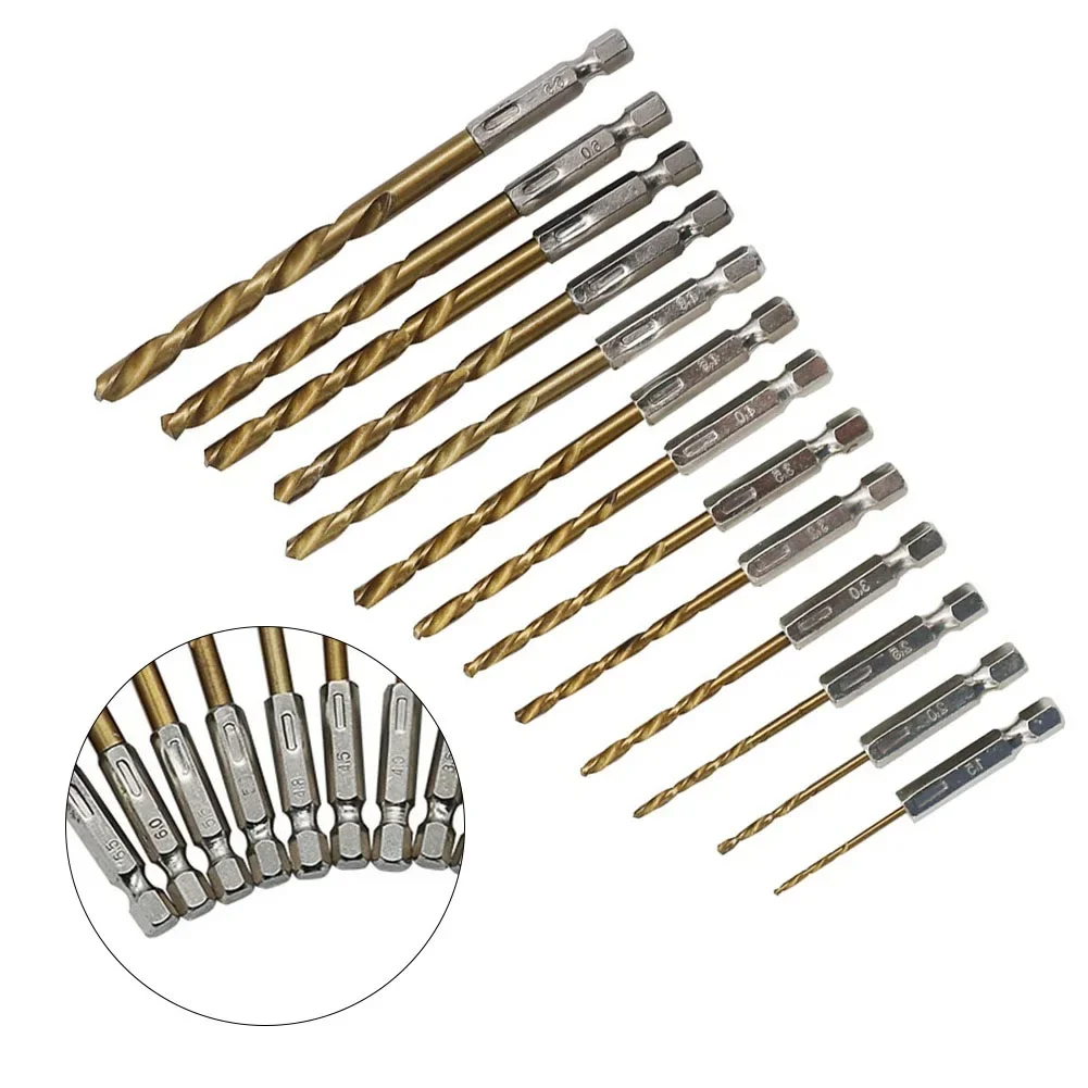 13pcs 1.5-6.5mm Coated Drill Bit Set For Wood Metal Hole Drilling Hole Cutter High Speed Steel Drill Bit Power Tools