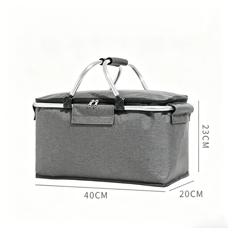 Foldable Large Capacity Insulated Picnic Bag, Portable Handheld Cooler Bag, Thermal Lunch Box for Camping, Travel & Food Storage view 4