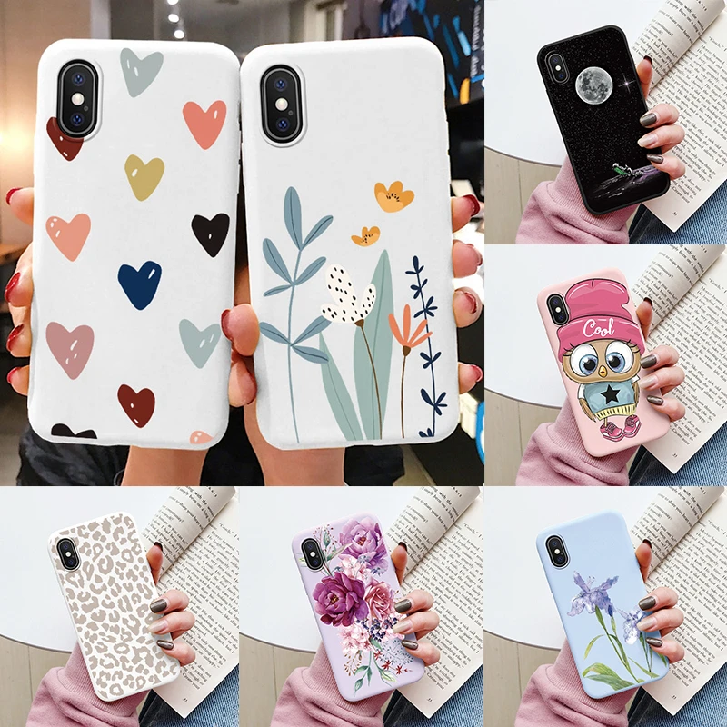 Flowers Funda For iphone X XS MAX XR Capa iphoneX XSMAX Phone Case Soft Silicone Cute Cat Bear Back Cover For iphoneXR Bumper