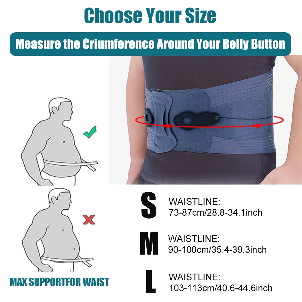 Back Brace Lumbar Decompression Waist Sacral Orthosis Support for Strain, Sciatica Herniated Discs, With Dual-Pulley System