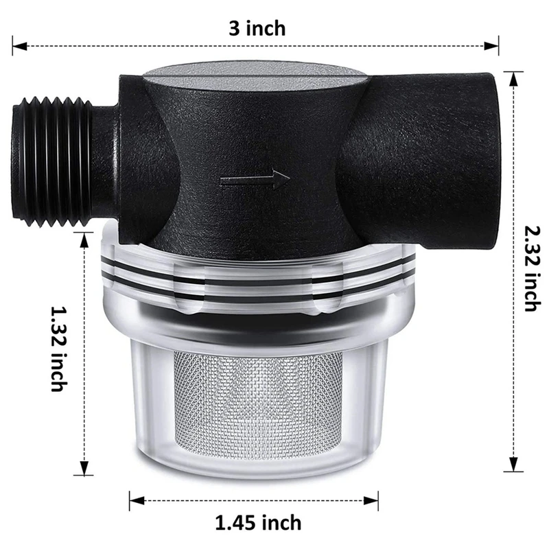 4X Water Pump Strainer Filter, RV Replacement 1/2 Inch Twist-On Pipe Strainer Compatible With WFCO Or Shurflo Pumps