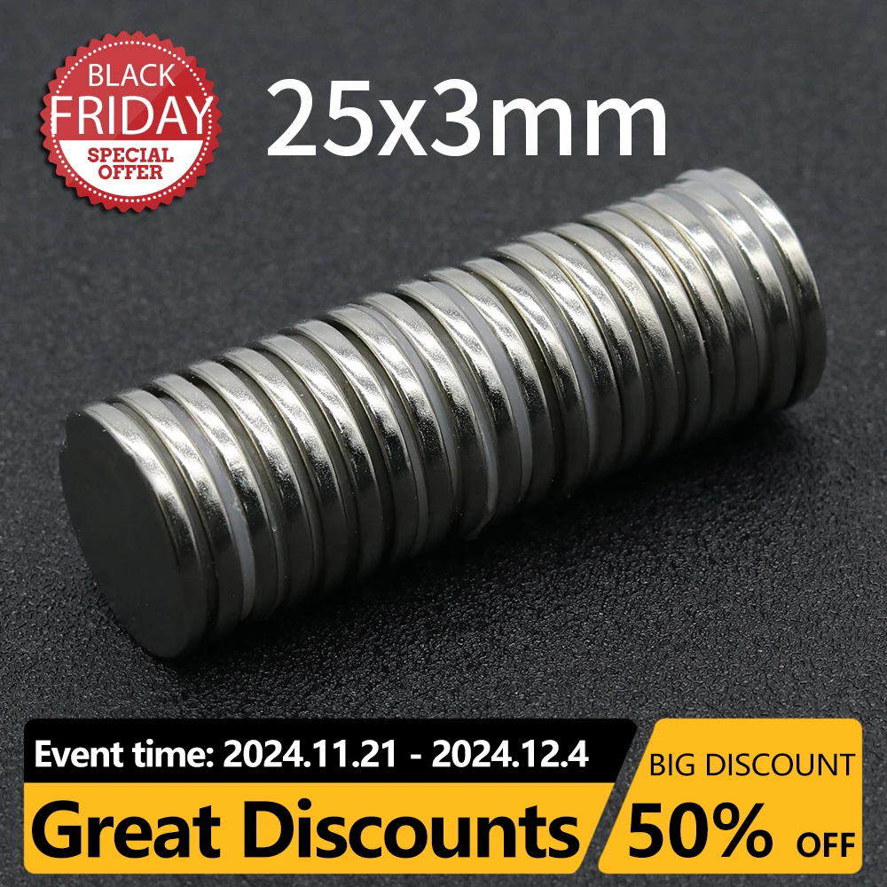 2/5/10/20/50Pcs Round Magnet 25x3 Neodymium Magnet N35 25mm x 3mm Permanent NdFeB Super Strong Powerful Magnets imans