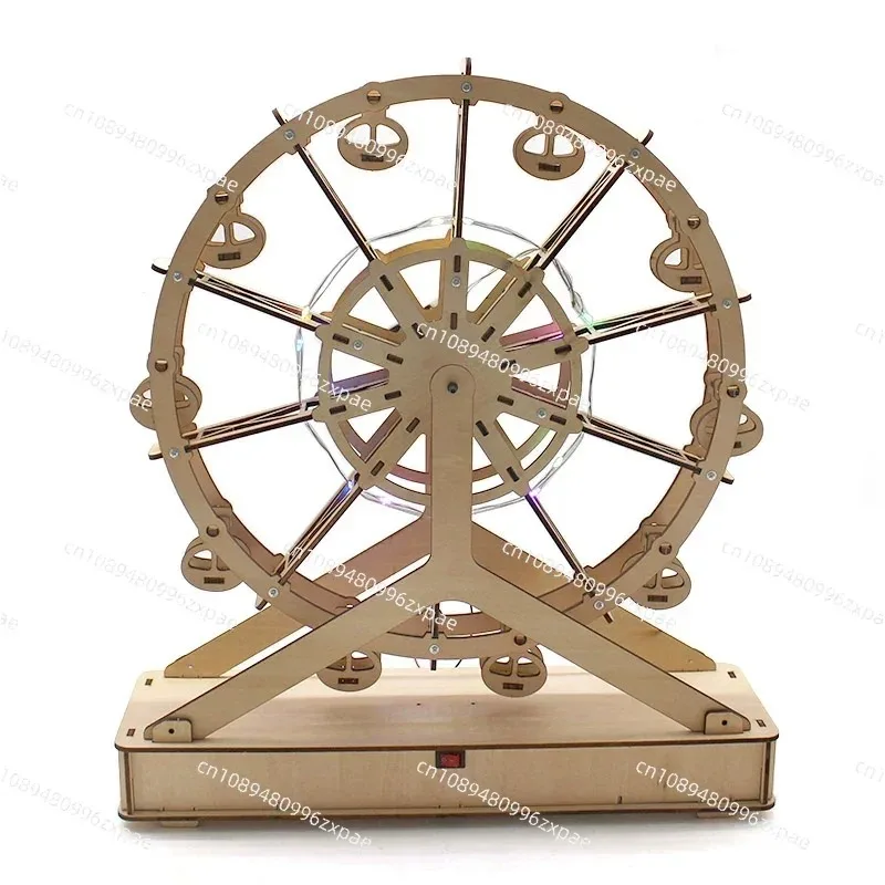 Wooden lanterns Ferris wheel creative DIY merchandise model ornament assembly handmade large rotating with lights