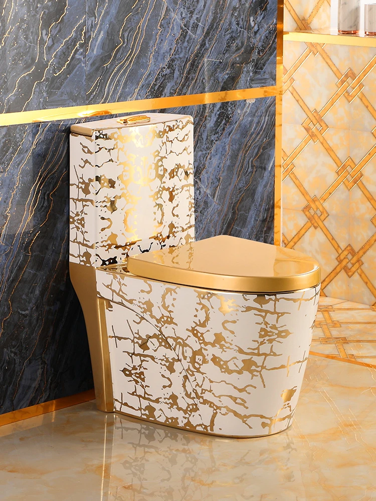 Electroplated golden toilet, ceramic bathroom, colored toilet, light luxury French Italian European luxury gold household